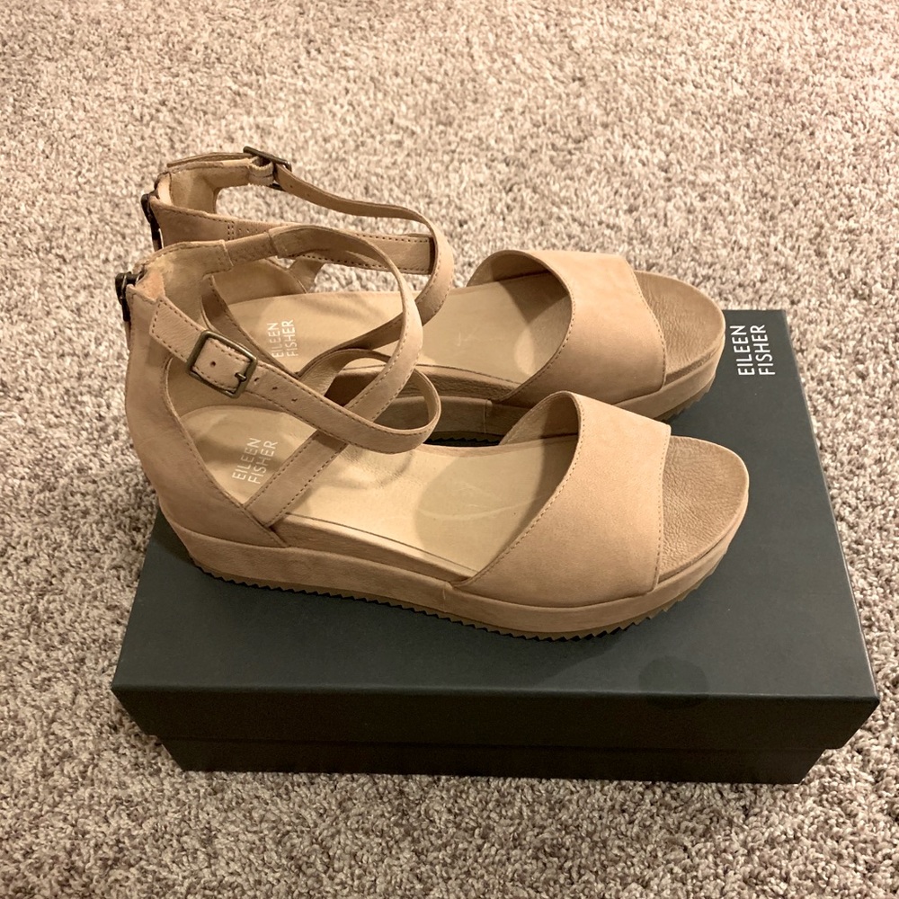 Eileen fisher platform sandal in nude